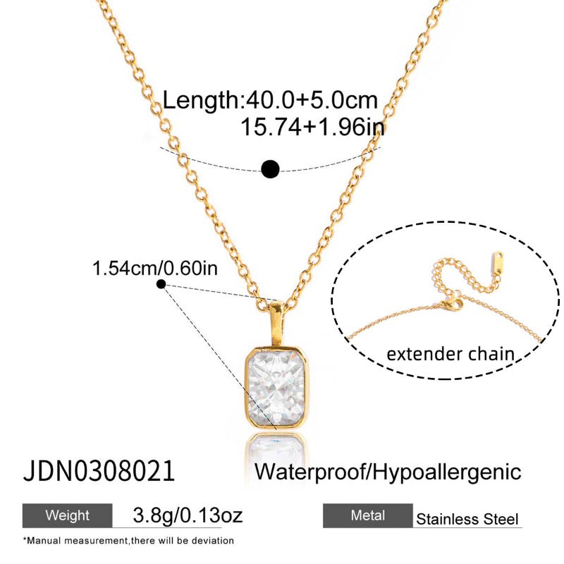 18K Plated Titanium Steel Zircon Necklace Light Luxury High-End Choker Tarnish-Free Stainless Steel Cross-Border Jewelry