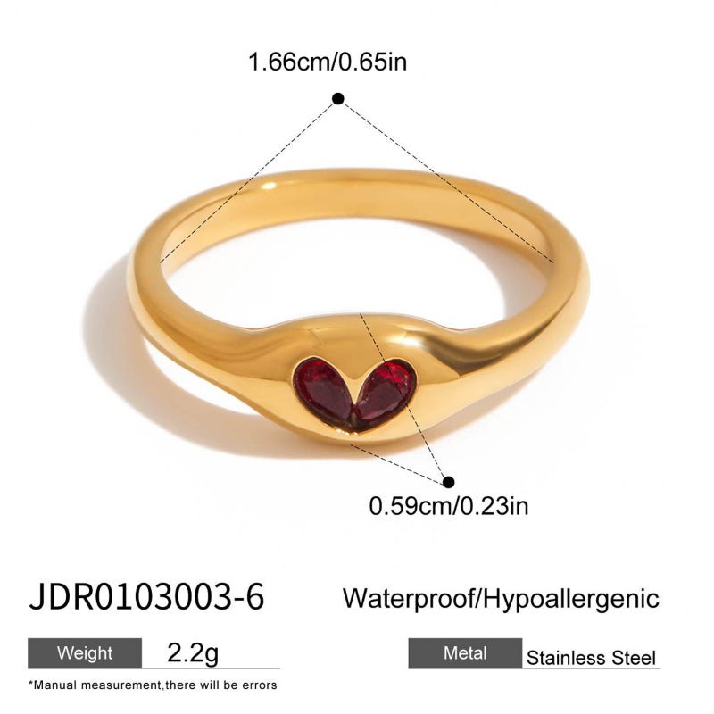 Valentine's Day Heart Ring Titanium Steel Tarnish-Free Band Light Luxury High-End Stainless Steel Cross-Border Jewelry for Women
