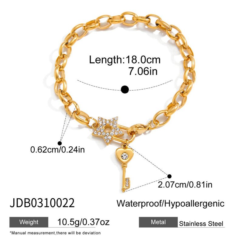 18K Plated Stainless Steel White Rhinestone Bracelet for Women Light Luxury High-End Bangle Tarnish-Free Titanium Steel Cross-Border Jewelry