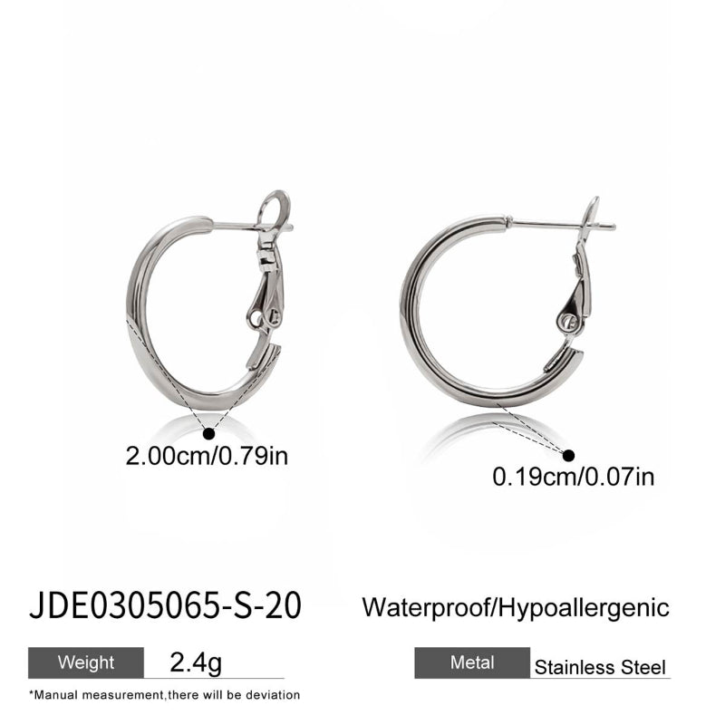 European American Stainless Steel Hoop Earrings Light Luxury High-End Big Circle Titanium Steel Tarnish-Free Cross-Border Jewelry for Women