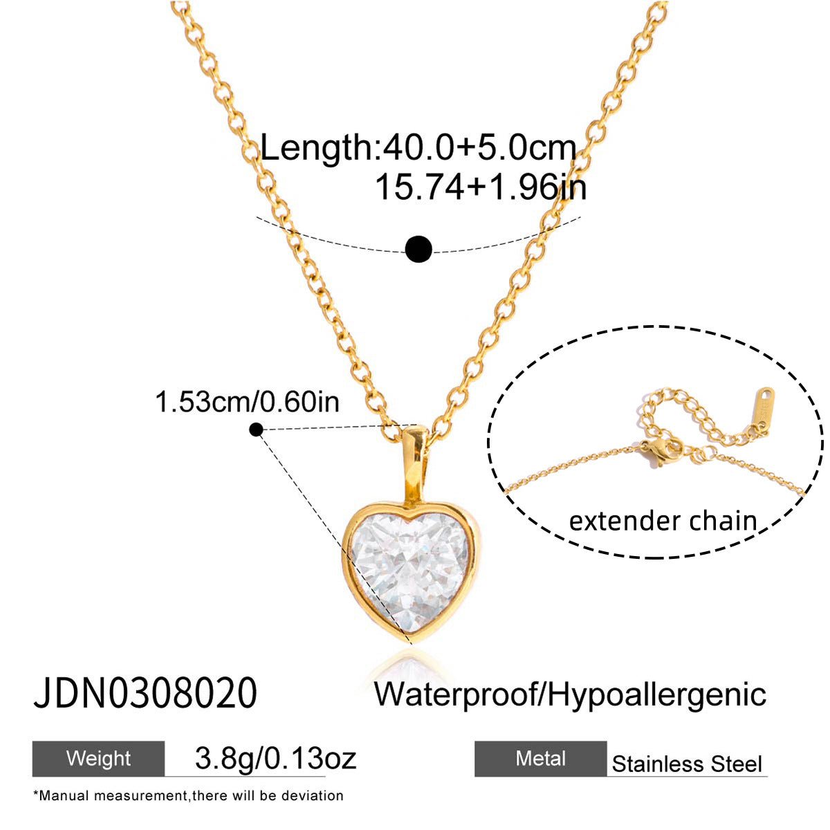 18K Gold Plated Titanium Steel Zircon Necklace - Light Luxury High-End Clavicle Chain, Fade-Resistant Stainless Steel Jewelry for Cross-Border