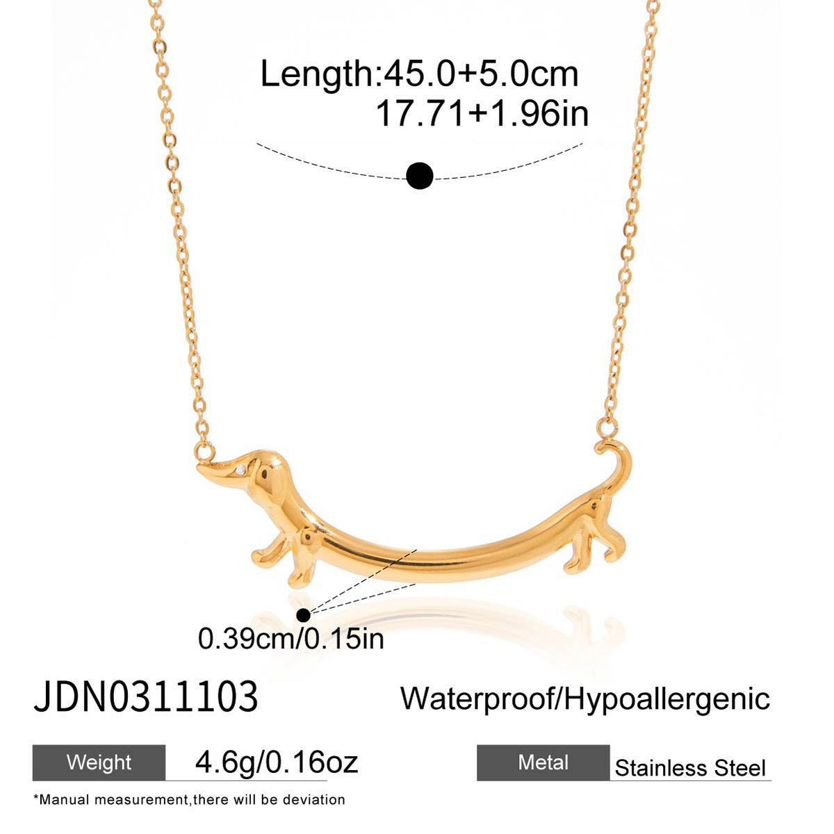 Light Luxury Titanium Steel Dachshund Necklace for Women Dainty Layered Stainless Steel Choker Tarnish-Free Valentine's Day Cross-Border Jewelry