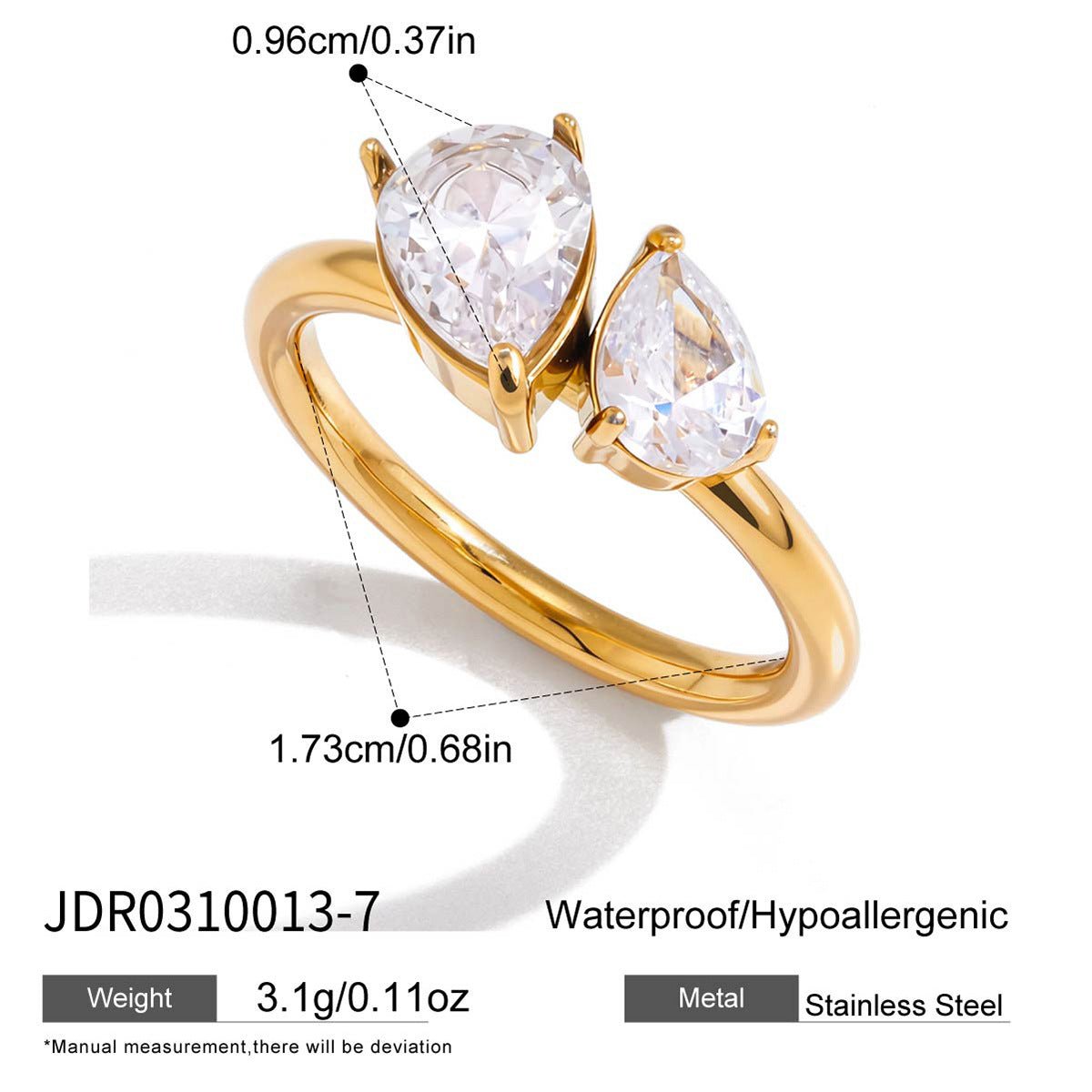 Light Luxury Titanium Steel Zircon Ring Tarnish-Free Stainless Steel Women's Band Cross-Border Jewelry