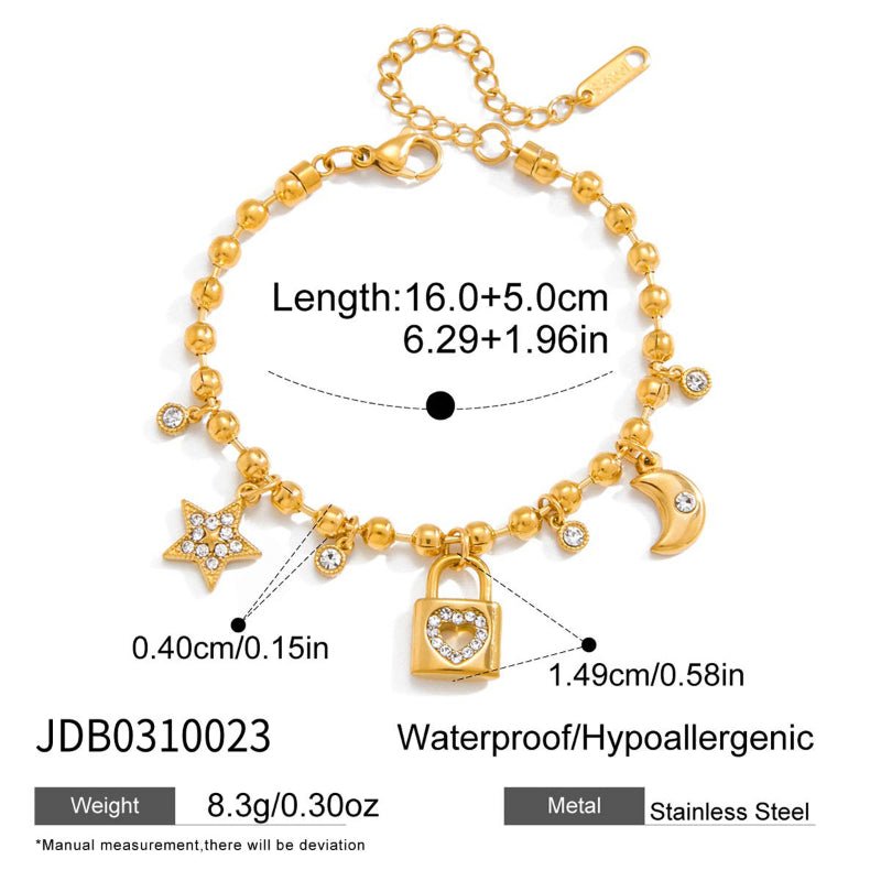 18K Plated Stainless Steel White Rhinestone Bracelet for Women Light Luxury High-End Bangle Tarnish-Free Titanium Steel Cross-Border Jewelry
