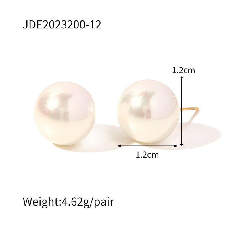 Iridescent Big Pearl Stud Earrings for Women French Vintage Light Luxury High-End Fall Winter Trendy Earrings
