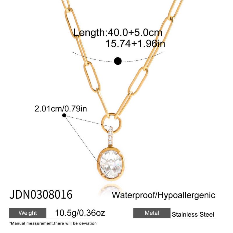 18K Plated Titanium Steel Zircon Necklace Light Luxury High-End Choker Tarnish-Free Stainless Steel Cross-Border Jewelry