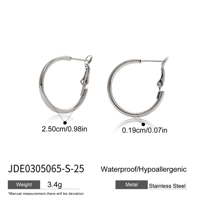 European American Stainless Steel Hoop Earrings Light Luxury High-End Big Circle Titanium Steel Tarnish-Free Cross-Border Jewelry for Women