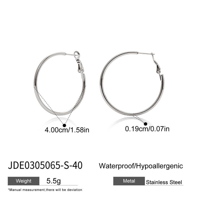 European American Titanium Steel Big Hoop Earrings Minimalist High-End Stainless Steel Tarnish-Free Cross-Border Jewelry for Women