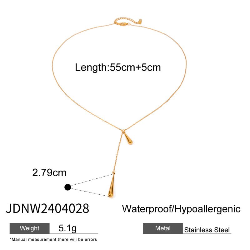 Stainless Steel Y-Shaped Chain Necklace Light Luxury High-End Titanium Steel Long Sweater Chain Fall Winter Cross-Border Jewelry