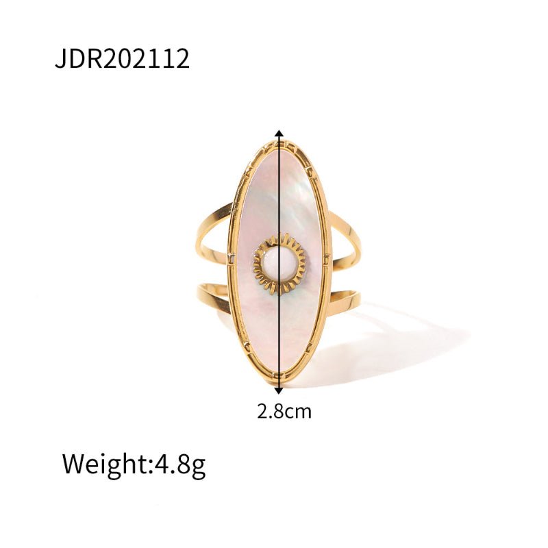 Vintage European American Stainless Steel Gem Ring 18K Gold Plated Band Wholesale Mid-Century Jewelry Rings for Women
