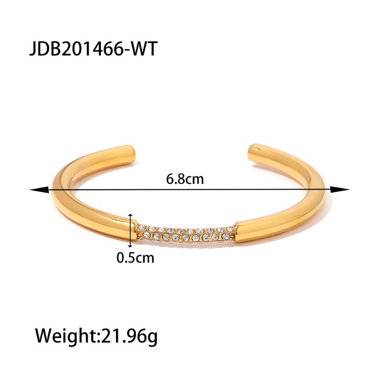European American Stainless Steel Zircon Bracelet High-End INS Open Bangle Titanium Steel Hand Jewelry Cross-Border Fashion Bracelet for Women