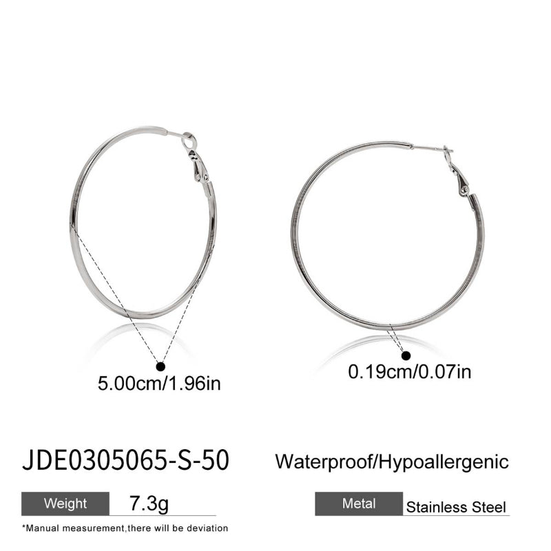 European American Titanium Steel Big Hoop Earrings Minimalist High-End Stainless Steel Tarnish-Free Cross-Border Jewelry for Women