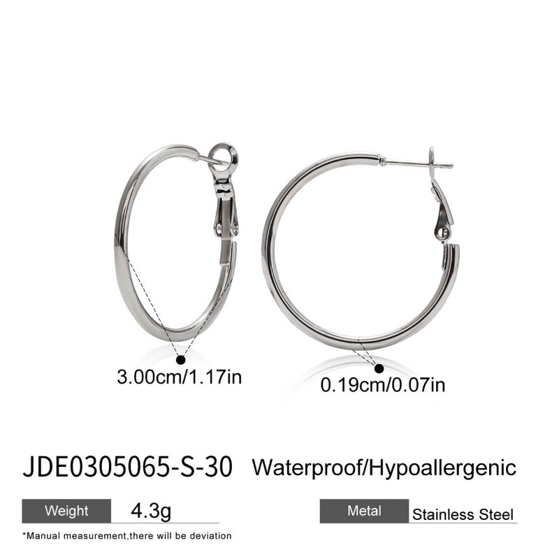 European American Stainless Steel Hoop Earrings Light Luxury High-End Big Circle Titanium Steel Tarnish-Free Cross-Border Jewelry for Women