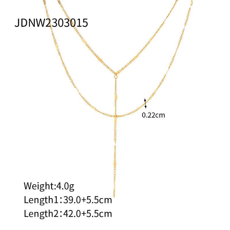 Stainless Steel Y-Shaped Chain Necklace Light Luxury High-End Titanium Steel Long Sweater Chain Fall Winter Cross-Border Jewelry