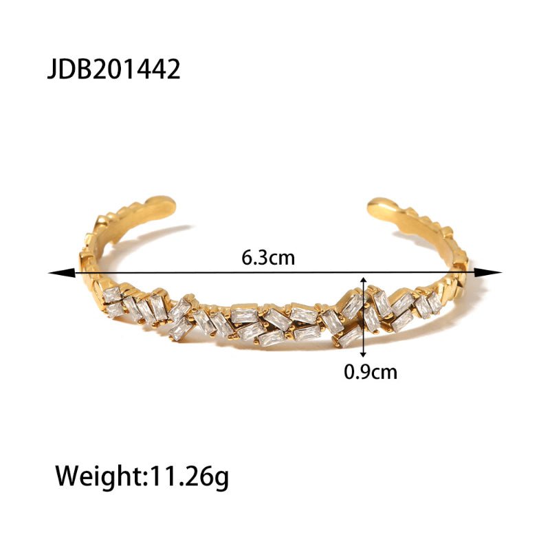 European American Stainless Steel Zircon Bracelet High-End INS Open Bangle Titanium Steel Hand Jewelry Cross-Border Fashion Bracelet for Women