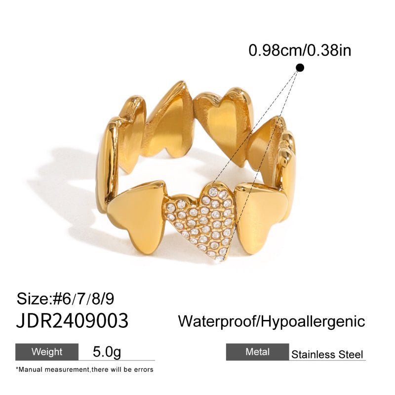 Valentine's Day Heart Ring Titanium Steel Tarnish-Free Band Light Luxury High-End Stainless Steel Cross-Border Jewelry for Women