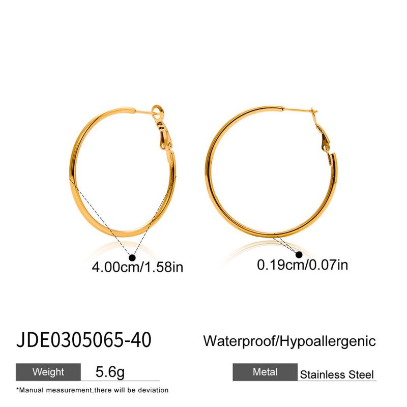 European American Titanium Steel Big Hoop Earrings Minimalist High-End Stainless Steel Tarnish-Free Cross-Border Jewelry for Women