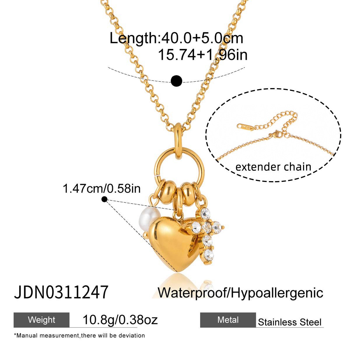 Original Valentine's Day Jewelry for Women: Titanium Steel Heart Zircon Necklace, Light Luxury & Minimalist Clavicle Chain, Stainless Steel Jewelry