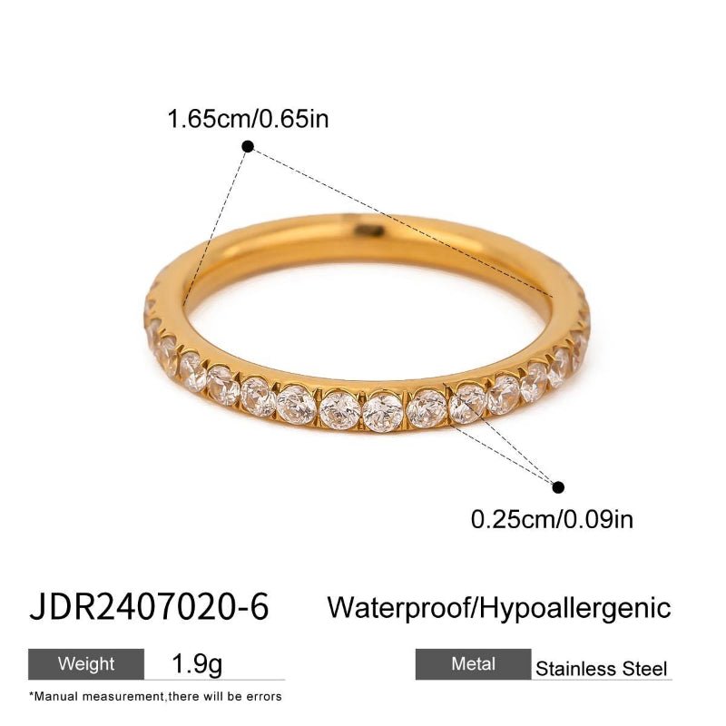 European American Zircon Titanium Steel Ring Light Luxury High-End Band Tarnish-Free Stainless Steel Cross-Border Jewelry Rings for Women