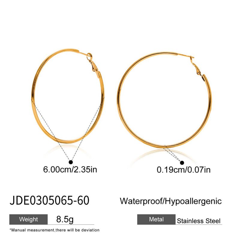 European American Stainless Steel Hoop Earrings Light Luxury High-End Big Circle Titanium Steel Tarnish-Free Cross-Border Jewelry for Women