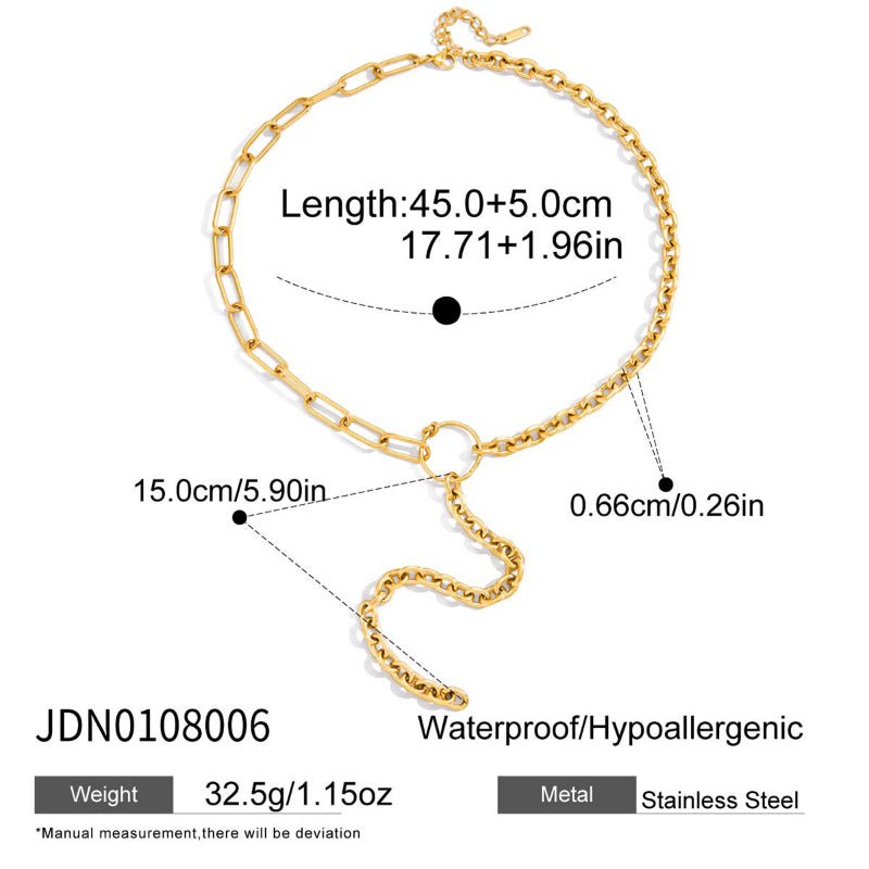 Stainless Steel Y-Shaped Chain Necklace Light Luxury High-End Titanium Steel Long Sweater Chain Fall Winter Cross-Border Jewelry