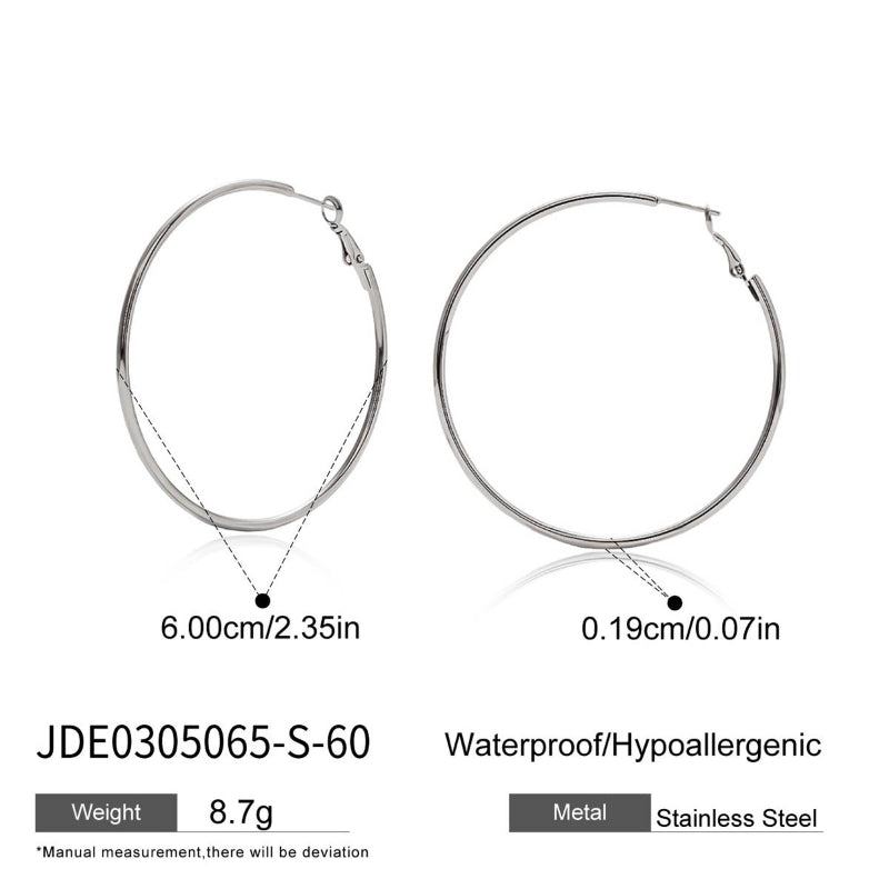 European American Stainless Steel Hoop Earrings Light Luxury High-End Big Circle Titanium Steel Tarnish-Free Cross-Border Jewelry for Women