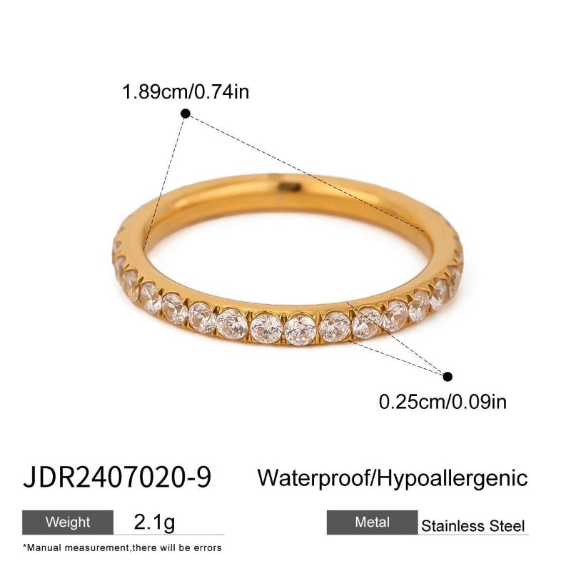 European American Zircon Titanium Steel Ring Light Luxury High-End Band Tarnish-Free Stainless Steel Cross-Border Jewelry Rings for Women