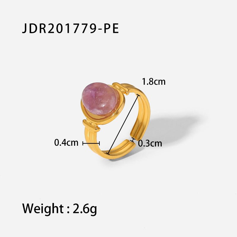 Vintage European American Stainless Steel Gem Ring 18K Gold Plated Band Wholesale Mid-Century Jewelry Rings for Women