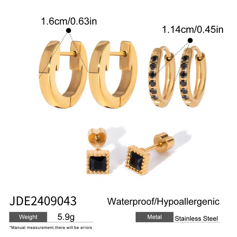 European American 3 Pairs Stainless Steel Zircon Stud Earrings High-End Dainty Pearl Earrings Titanium Steel Cross-Border Ear Jewelry for Women